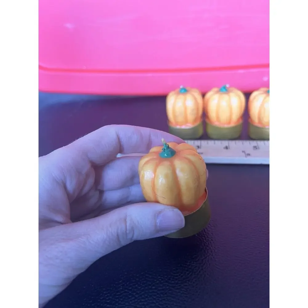 Vintage Set Of Unused Wax Candle, Pumpkins, Halloween Thanksgiving, Tea Light